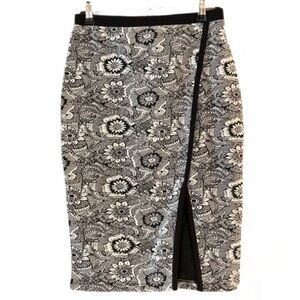 Chances R Jacquard Floral Faux Wrap-Front Skirt – Pull on Size M